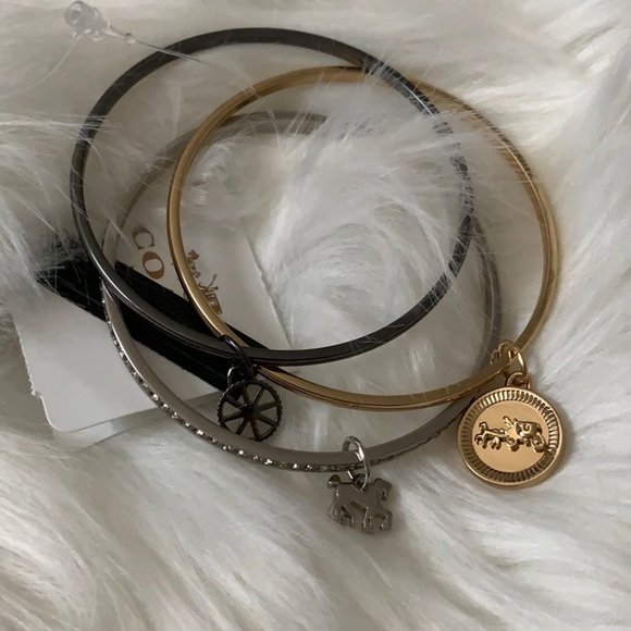 COACH Horse & Carriage Charm Mixed Bangle Set - Picture 1 of 3